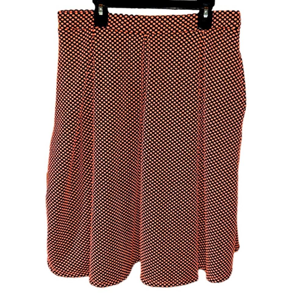 Lularoe Madison Polka Dot Skirt, Black & Neon,Size M